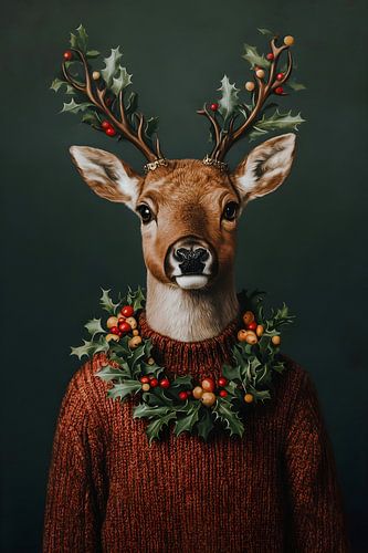 Cerf avec ambiance de Noël