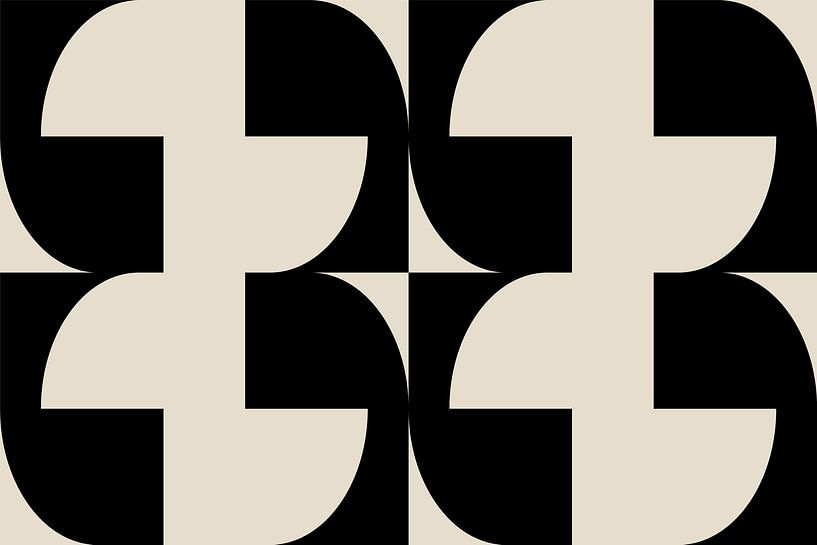 Modern abstract minimalist geometric  retro shapes in white and black  2 by Dina Dankers
