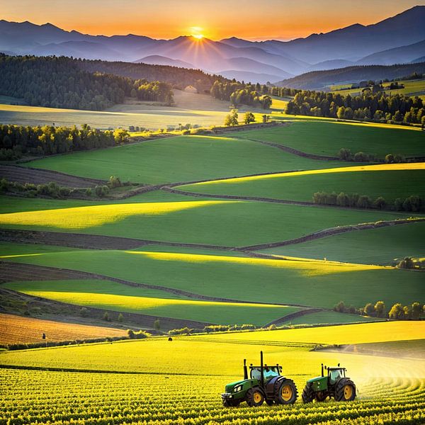 Tractor at work in the field by insideportugal