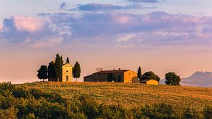 Sonnenuntergang Vitaleta-Kapelle, Toskana, Italien