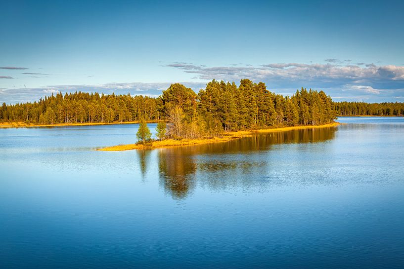 Landschaft mit Fluss und Wäldern am Nachmittag von Chris Stenger