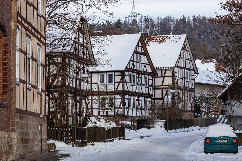 Herleshausen Fachwerkhäuser im Winter von Roland Brack