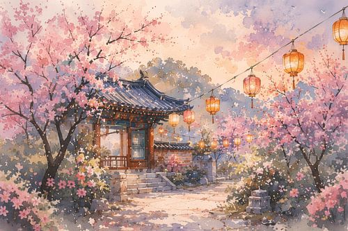 Hanok Twilight - Korean Garden Beauty