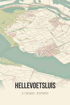 Vintage landkaart van Hellevoetsluis (Zuid-Holland)