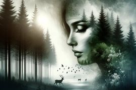 Nature & Man: union in a mystical forest scene by artefacti