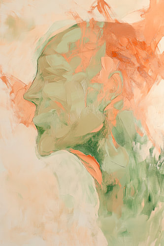 Zwevend portret in zachte kleuren