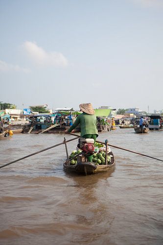 Drijvende markt in de Mekongdelta (Vietnam)