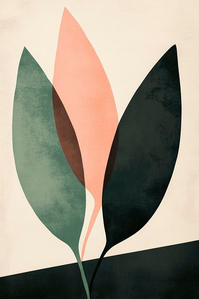 Abstracte bladeren in zachte kleuren van Poster Art Shop