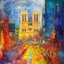 Kleurrijk Notre-Dame van Parijs abstract van TheXclusive Art thumbnail