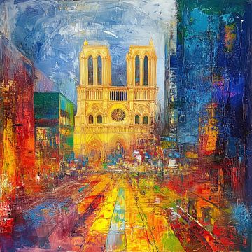 Colourful Notre-Dame of Paris abstract by TheXclusive Art