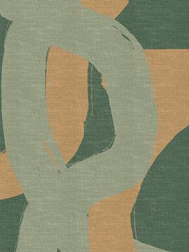 Lignes et formes abstraites dans des couleurs vives. Vert et beige.