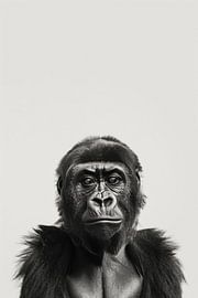 Gorilla portrait in black and white by Poster Art Shop