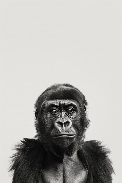 Gorilla-Porträt in Schwarz-Weiß von Poster Art Shop