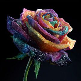 Multicoloured rose with glitter by TheXclusive Art