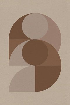 Moderne abstracte geometrische kunst in retrostijl in bruin en beige nr. 8 van Dina Dankers