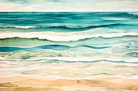 Watercolour sea and beach painting by Imperial Art House thumbnail