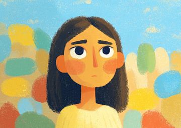 Süßes texturiertes Porträt mit Konfetti-Hintergrund von BINEDITS