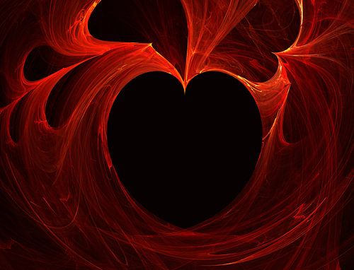 Vorm van een rood hart vorm op een zwarte achtergrond