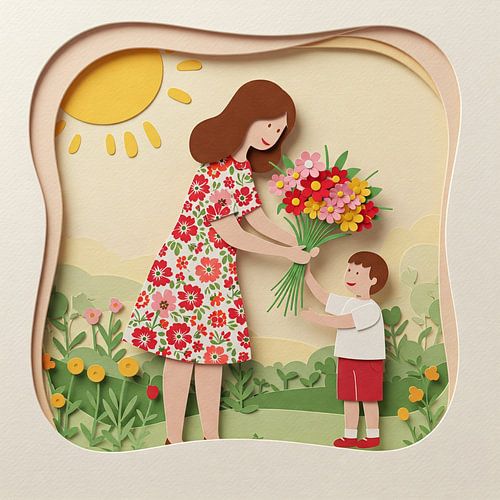 Moederdag Moeder en kind illustratie