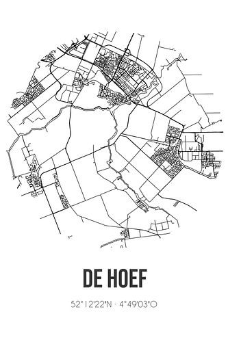 de Hoef (Utrecht) | Landkaart | Zwart-wit