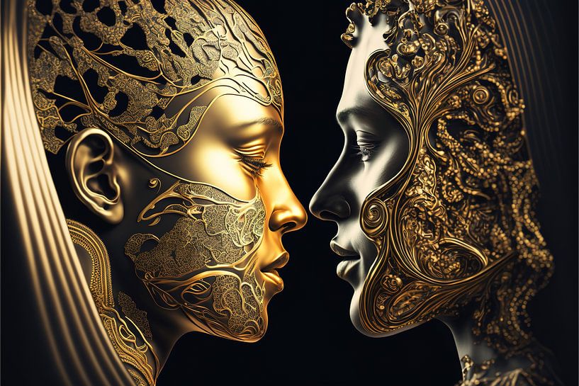 Gouden Intimiteit (verliefd koppel) van Surreal Media