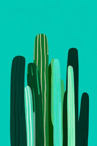 Cactusillustratie in groentinten van Poster Art Shop