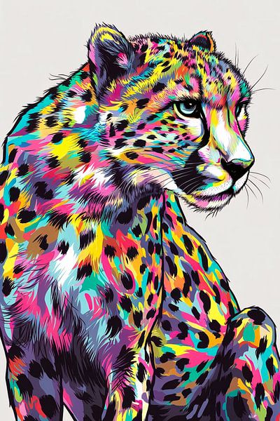 Art psychédélique du léopard coloré par Art & Soul Creations