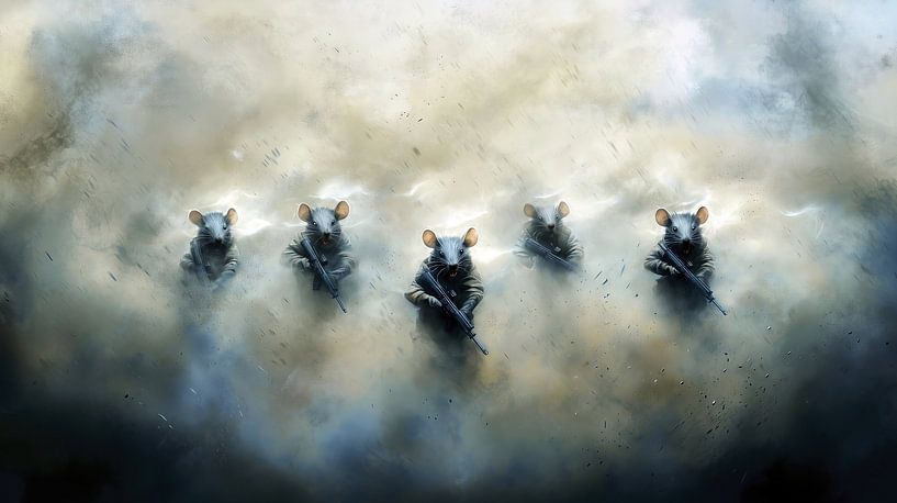 De braves soldats souris se lancent à l'assaut du champ de bataille par Frank Heinz