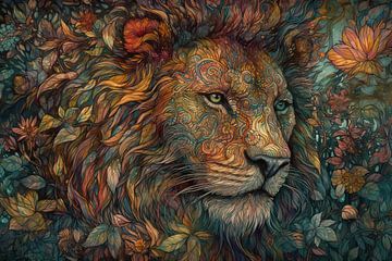 Gemälde Calmness of the Lion - Moderner farbenfroher Blickfang von ARTEO Gemälde