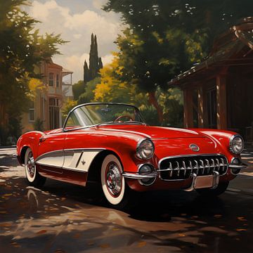 Chevrolet Corvette 1953 rouge sur TheXclusive Art