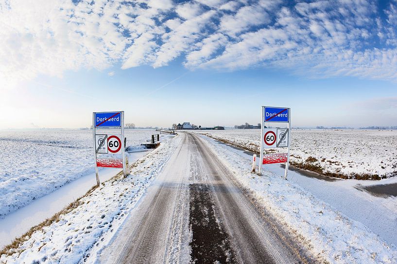 Winterlandschap bij Dorkwerd omgeving Groningen van Evert Jan Luchies