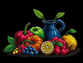 Colourful illustration of a still life by The Photo Artist