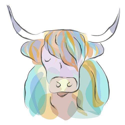 Schottischer Highlander Waddie - bunt