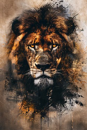 Tête de lion dans un style graffiti dynamique
