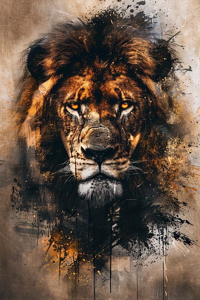 Tête de lion dans un style graffiti dynamique par Art & Soul Creations