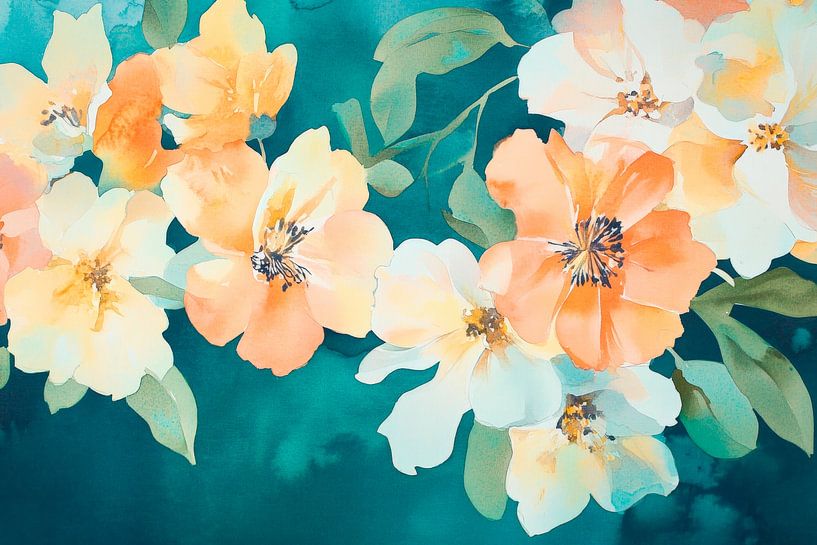 Zarte Blumen in sanften Farben von Poster Art Shop