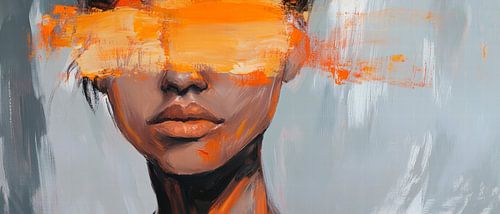 Abstract portret met kleurspatten