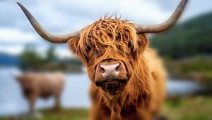 Schottische Highlander neugierig