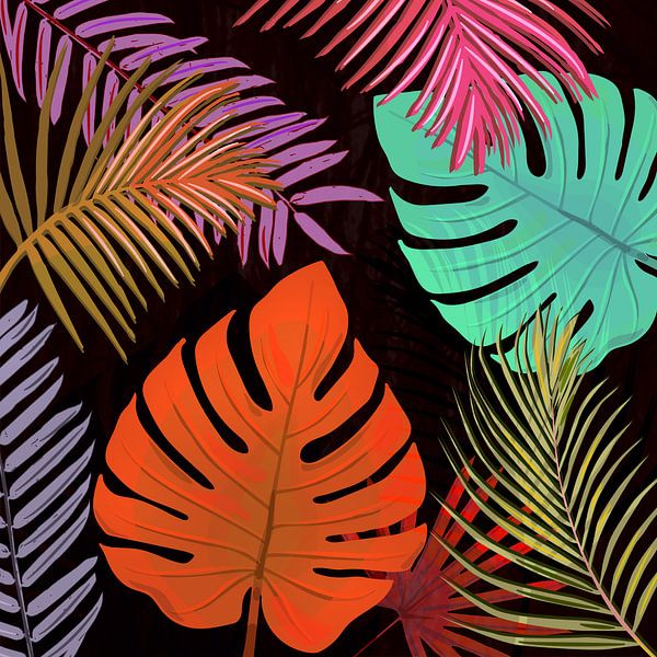 TROPICAL LEAVES & BLACK no2 van Pia Schneider