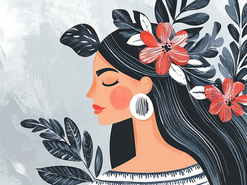 Zen Woman | Zen Woman with Earring and Flowers by Zen and More