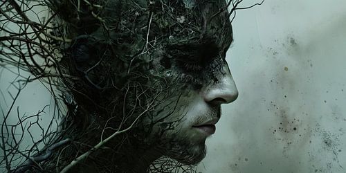 Digitally created man in surrealist style