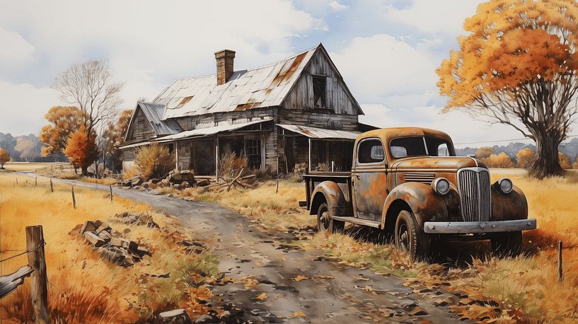 Alter, verlassener Vintage-Retro-LKW auf dem Bauernhof von Animaflora PicsStock