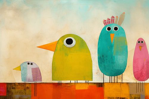 Bunte glückliche Vögel