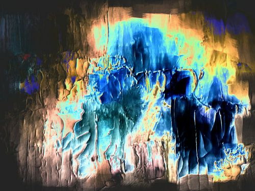 Abstract in shades of blue and yellow