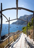 Hiking trail along the coast of the island of Capri, Italy