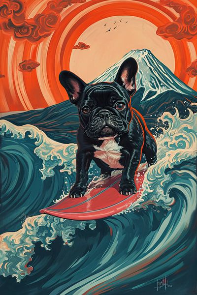 Bulldog-Surfer von Wunderbare Kunst