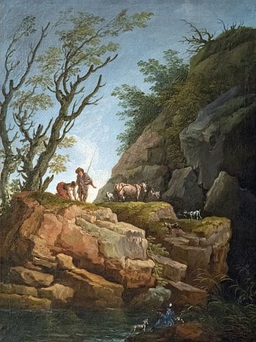 Hubert Robert, Paysage avec de gros rochers, vers 1800