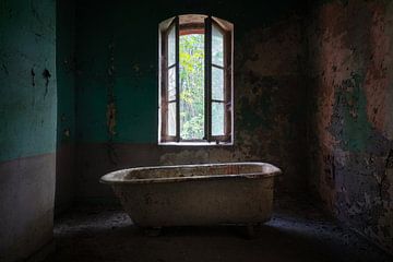 Abandoned Bath in Dark Room.