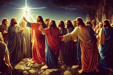 Opstanding van Jezus. Christelijk Pasen, schilderij -kunstillustratie van Animaflora PicsStock
