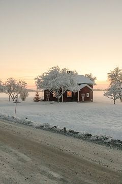 Schwedenhaus im Schnee van Robin Hogreve